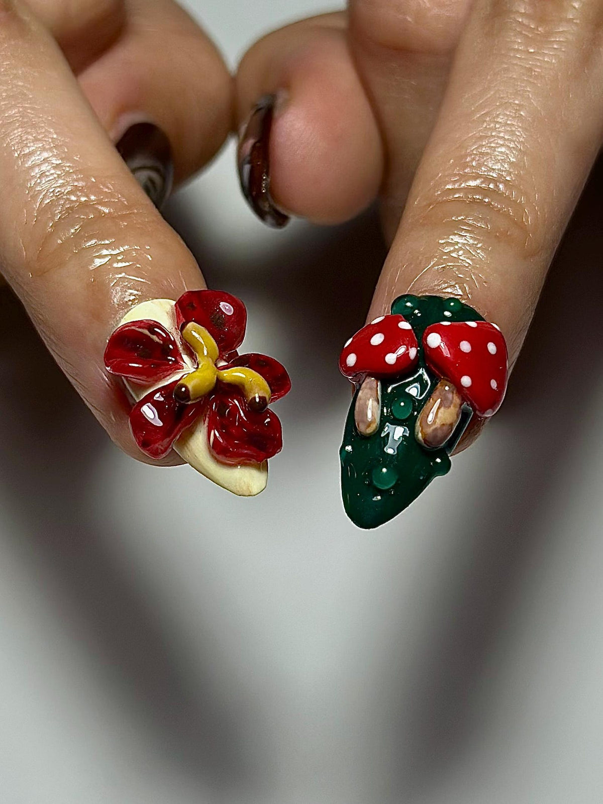 Melancholic Cartoon Press On Nails | Cottagecore Nail Art | Mushroom & Dessert Nails | Fantasy Character Nails | Artistic Press Ons| OB326HC