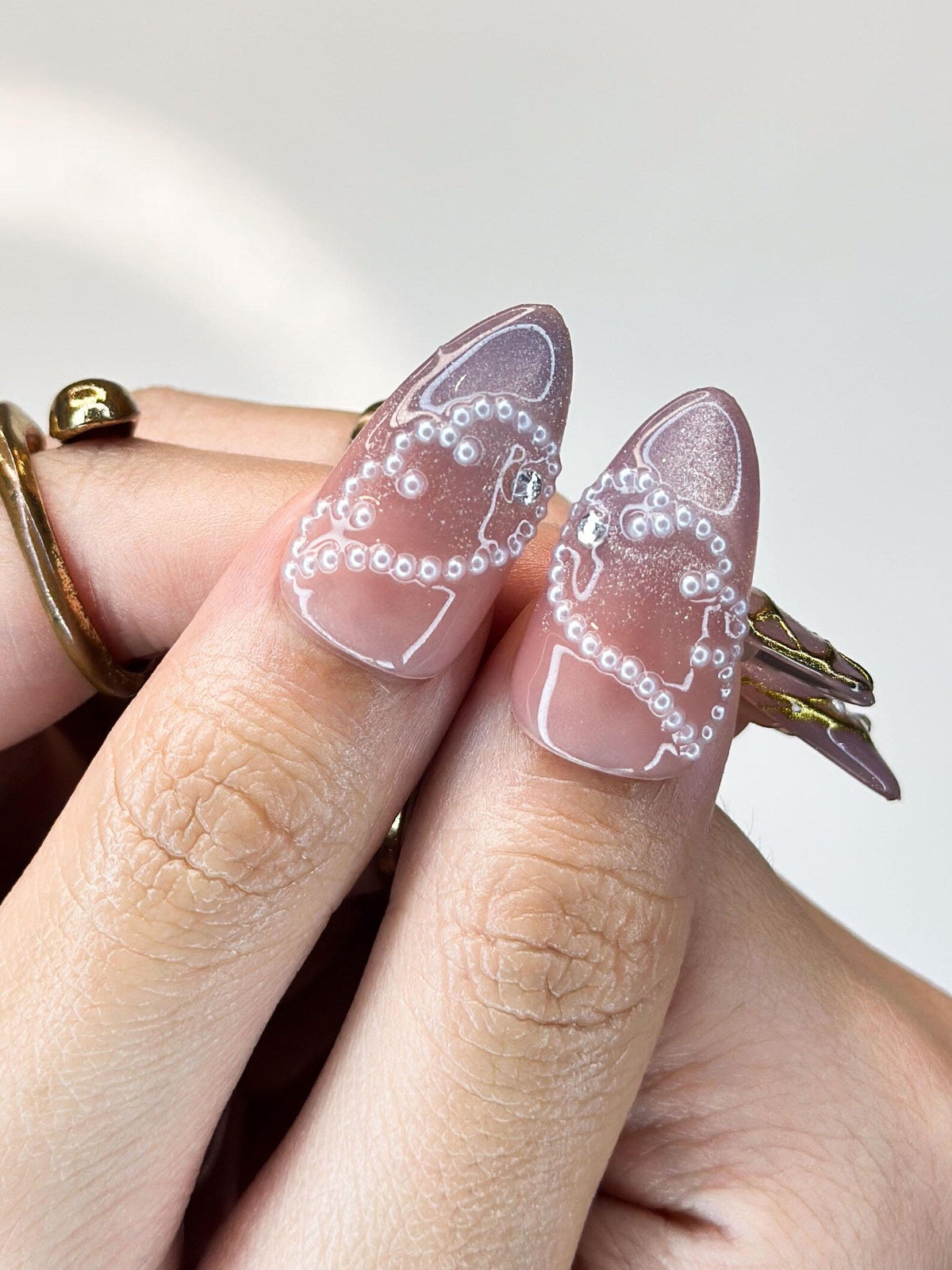 Luxury Purple Cat-Eye Nails | 3D Golden Butterfly & Moon Press Ons | Mystic Celestial Pearl Stiletto Art | Fairy Nails | OB1339IK