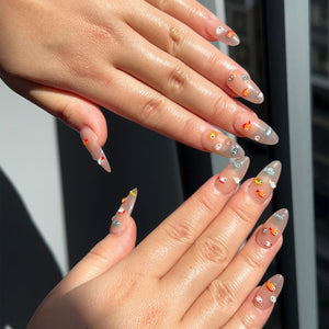 3D Fish Press On Nails | Cute Aquarium Almond Nails | Handpainted Ocean Jelly Fake Nails | Summer Beach Vacation Reusable Nails Gift|OB400LK