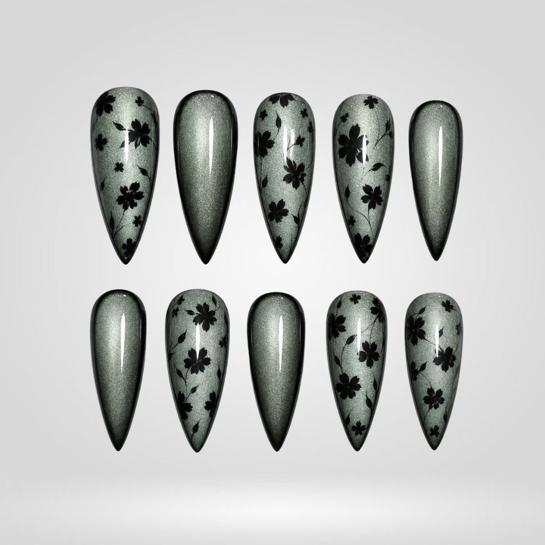 Sage Bloom Mystic Cat Eye Press-On Nails - Aninail