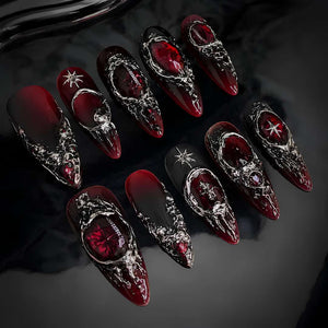 Gothic Rose 3D Stiletto Press-On Nails - Aninail