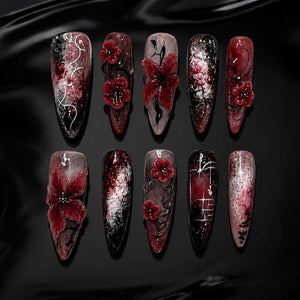 Bloody Rose Floral Horror 3D Press-On Nails - Aninail
