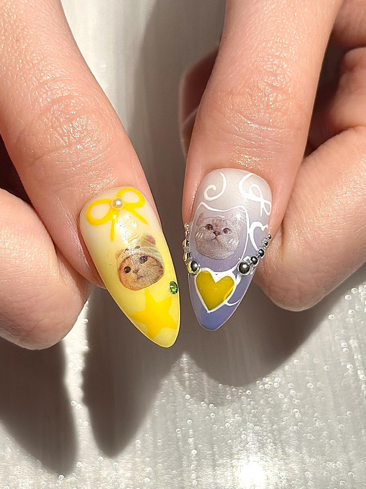 Kawaii Cat Press On Nails | Y2K Cute Kitty Nails | Colorful Nails | Harajuku Pop Nail Art | Handmade Cute Press Ons | OB313HC