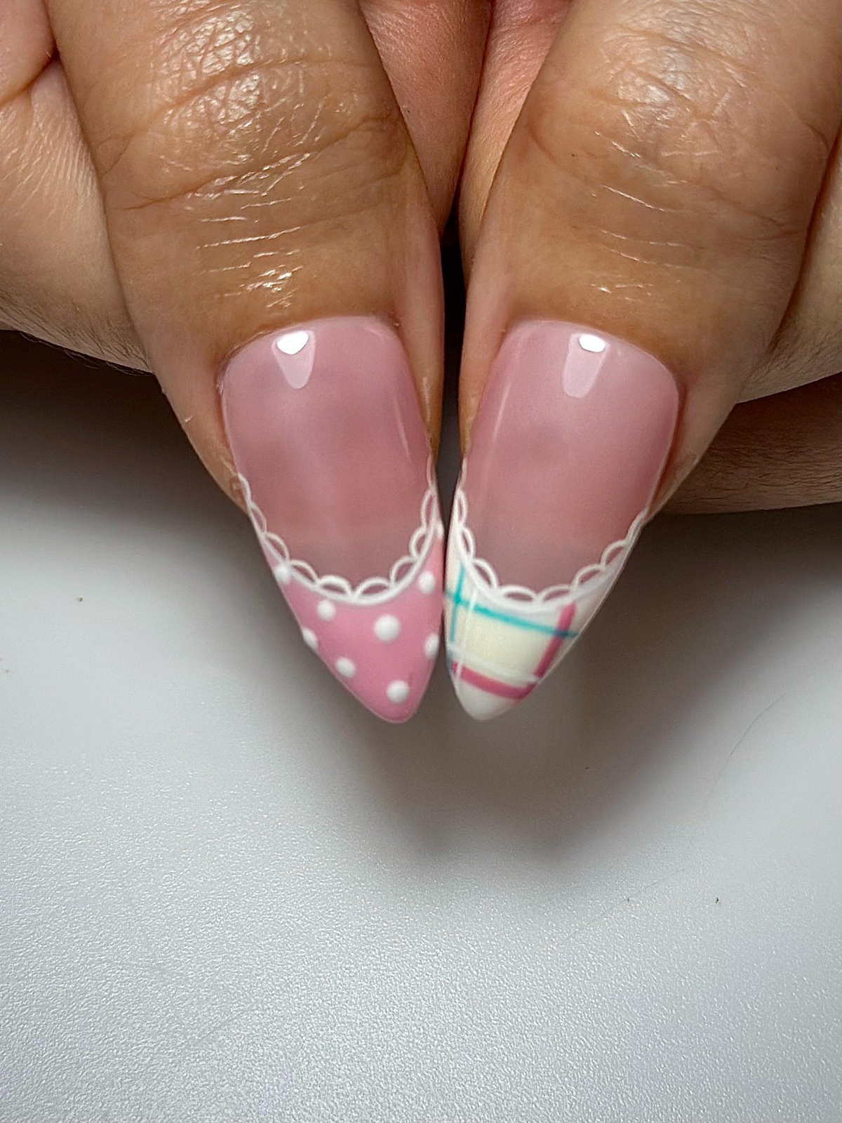 Cute Cat Pink Press On Nails | 3D Kitty Nail Art | Kawaii Pastel Plaid Nails | Handmade Character Nails | Soft Girl Cat Press Ons | OB323HC