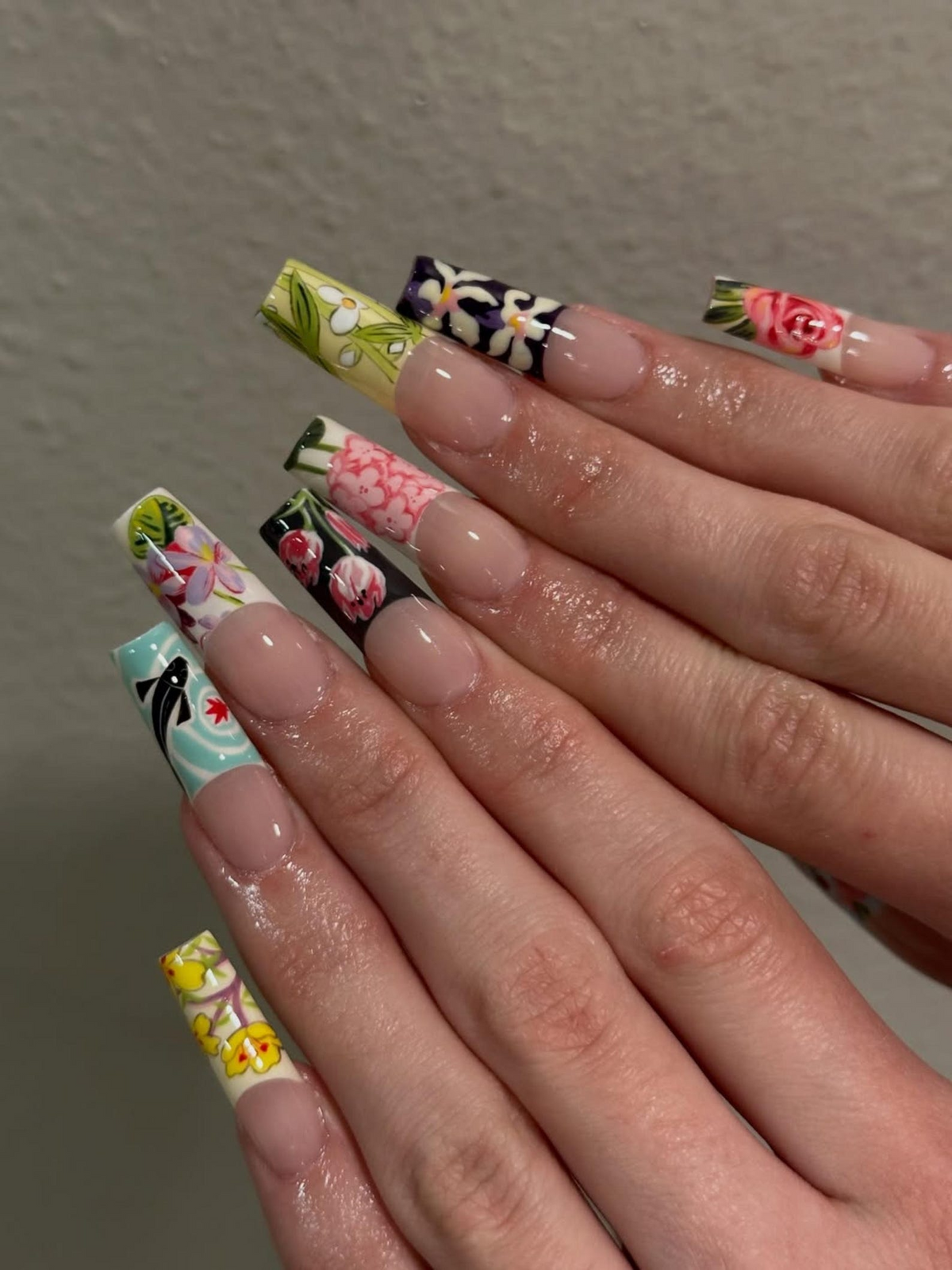 Handmade Vintage Botanical Press On Nails, Japanese Floral Garden Fake Nails, Unique Retro Flower Pattern Nails for Special Events | OB305HK