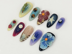 3D Floral & Fruit Press On Nails | Durable and Stylish False Nails | Vegan and Cruelty-Free Nail Set | Unique Nail Art | OB526HK