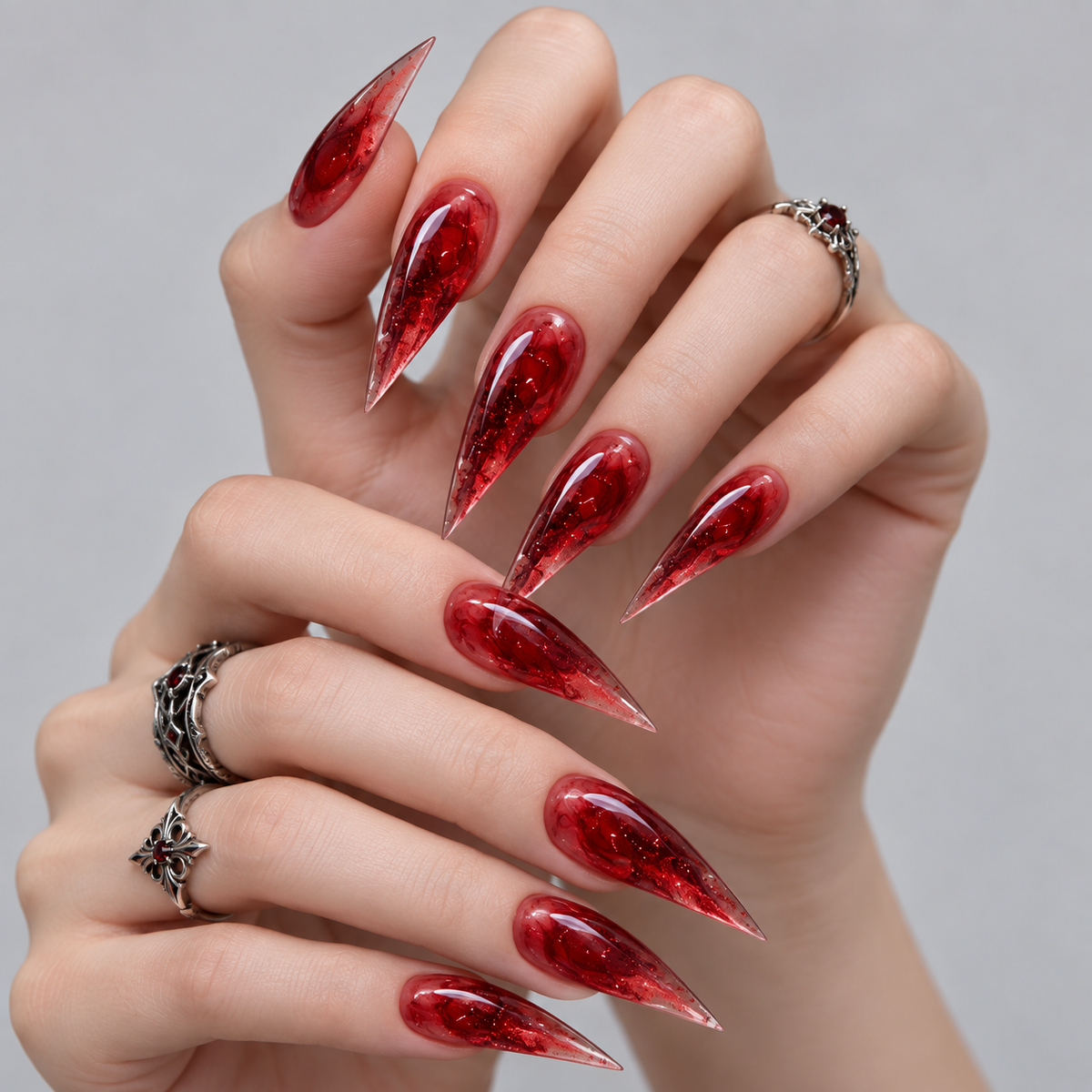Ruby Venom Claw Press-On Nails - Aninail