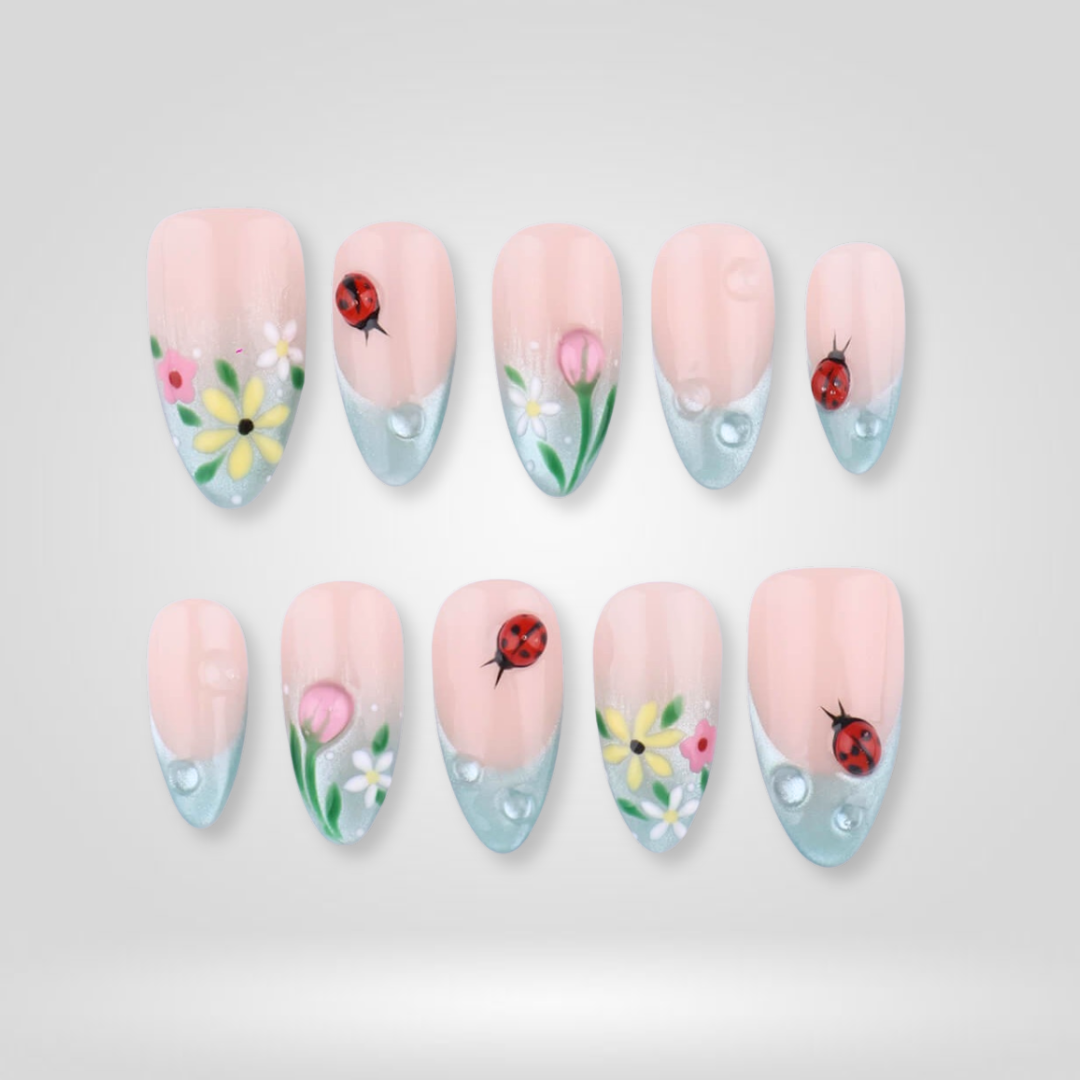 Dewy Daisy French Tip Press-On Nails - Aninail
