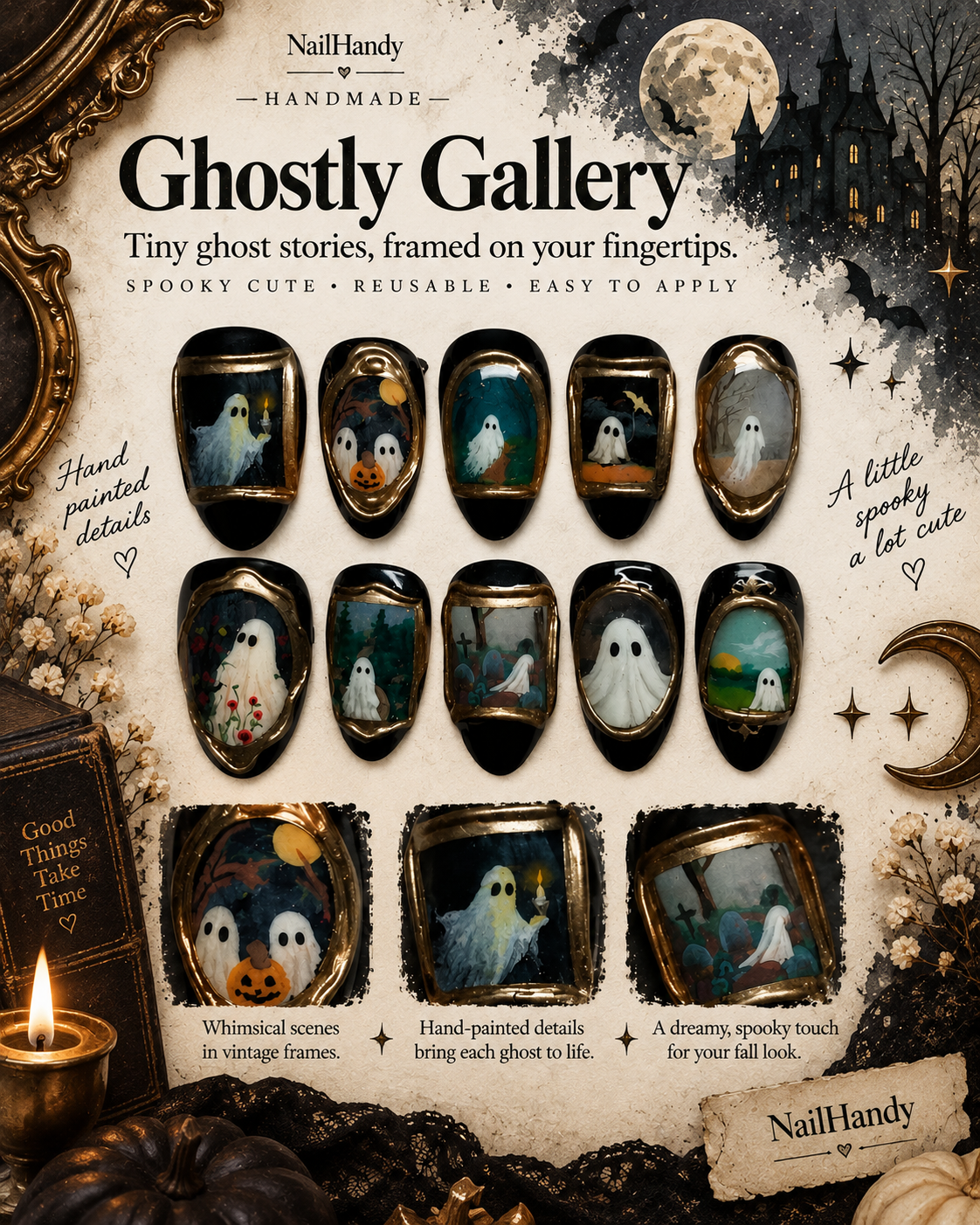 Haunted Portrait 3D Ghost Press-On Nails - Aninail