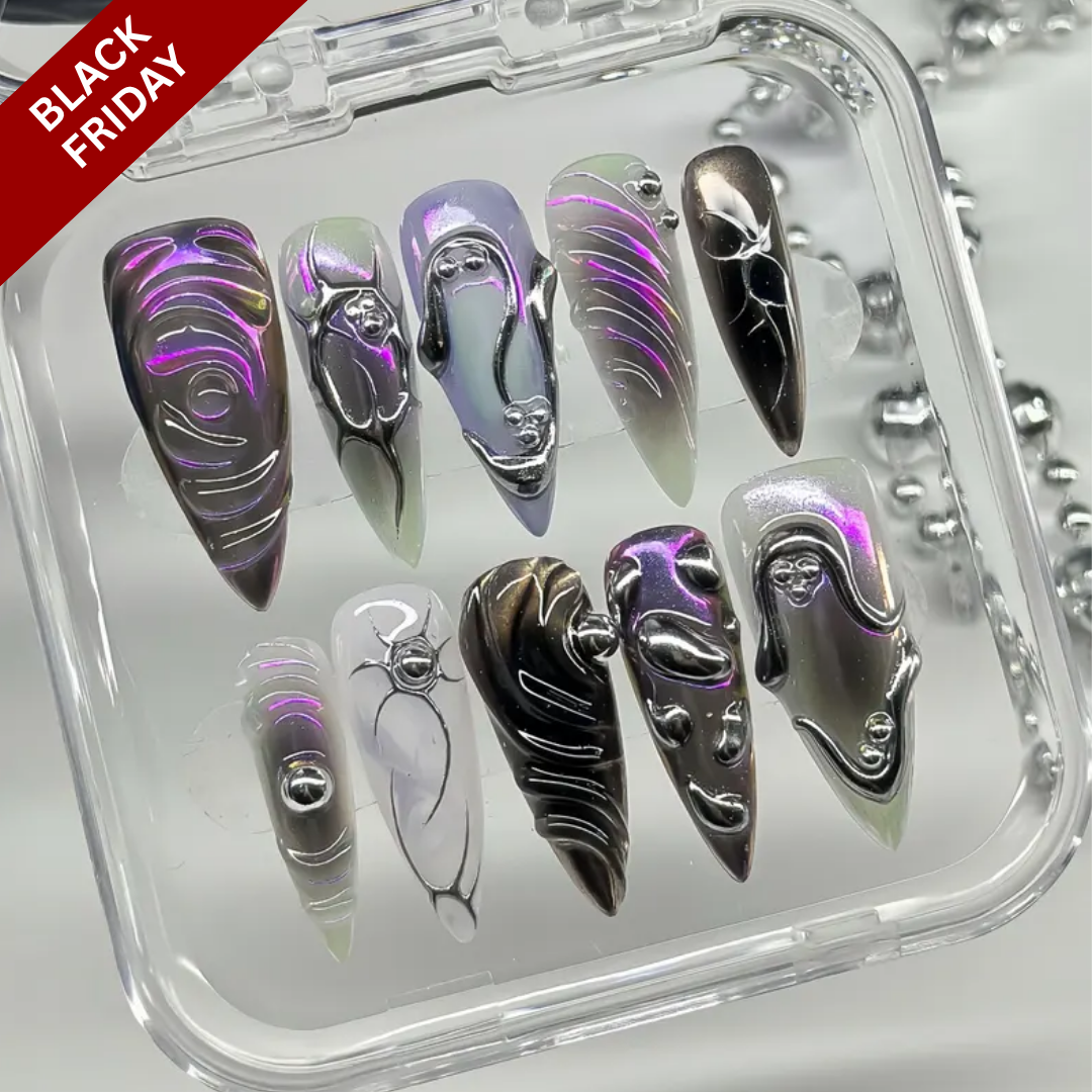 Glamorous Metallic Press-On Nails - Aninail