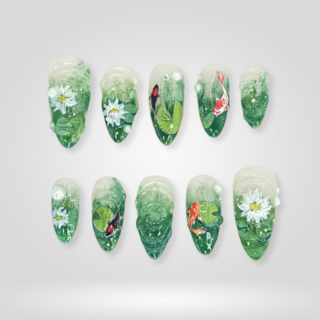 Koi Ocean 3D Tropical Press-On Nails - Aninail