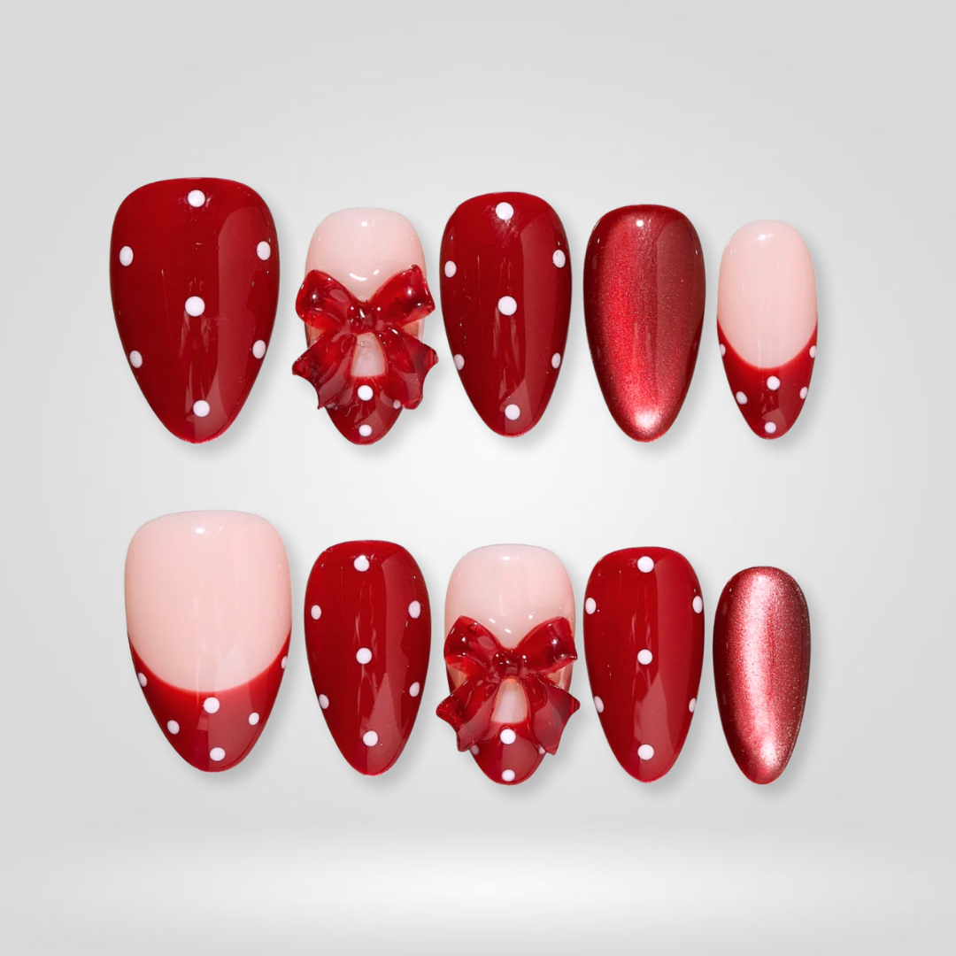 Scarlet Dots Red Polka Press-On Nails - Aninail