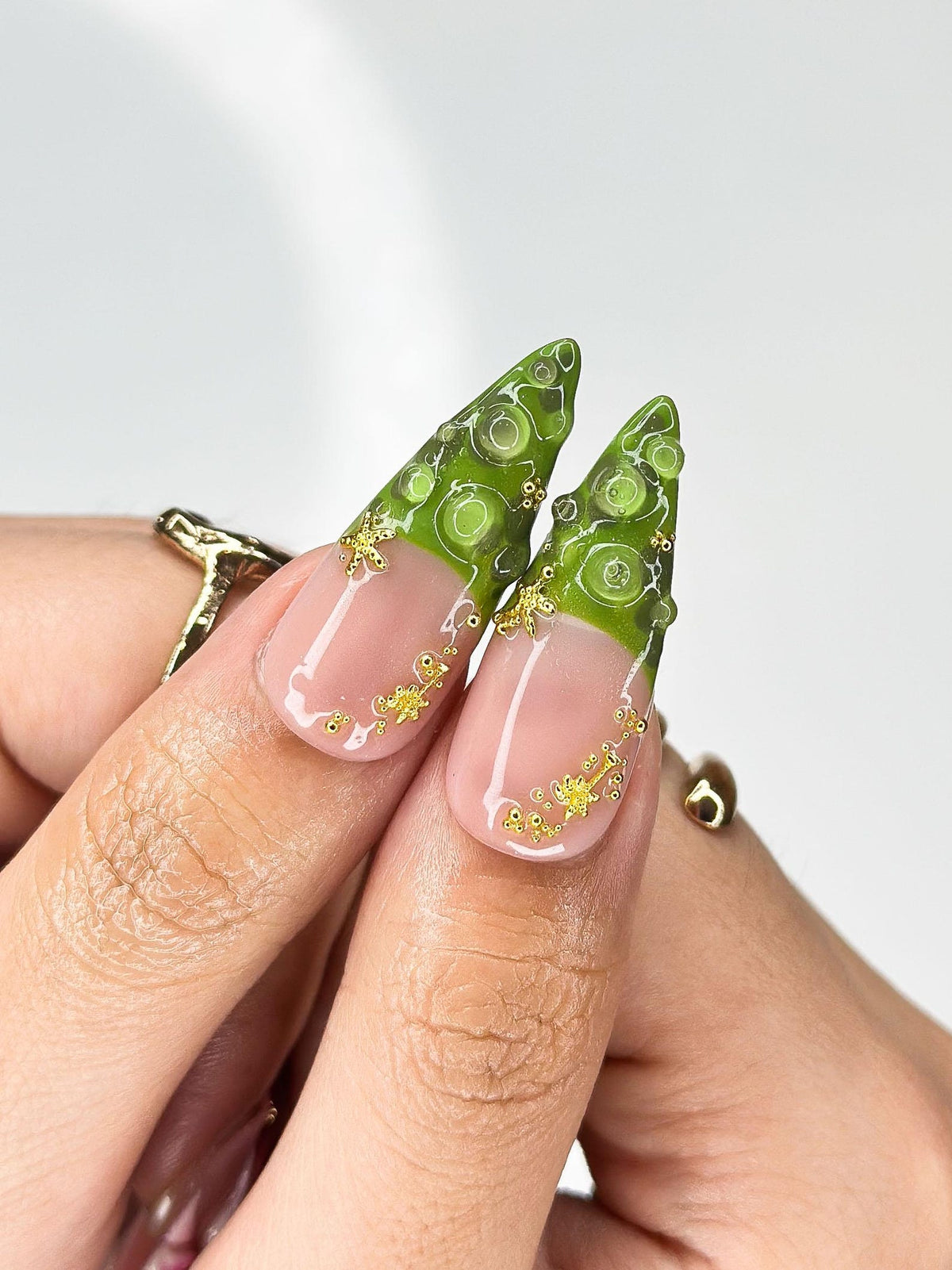 3D Tropical Papaya & Ocean Nails | Summer Starfish Seahorse Press Ons | Juicy Fruit Botanical Luxury Stiletto Art | OB368IC