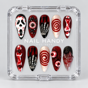 Blood Spiral Halloween Almond Press-On Nails - Aninail