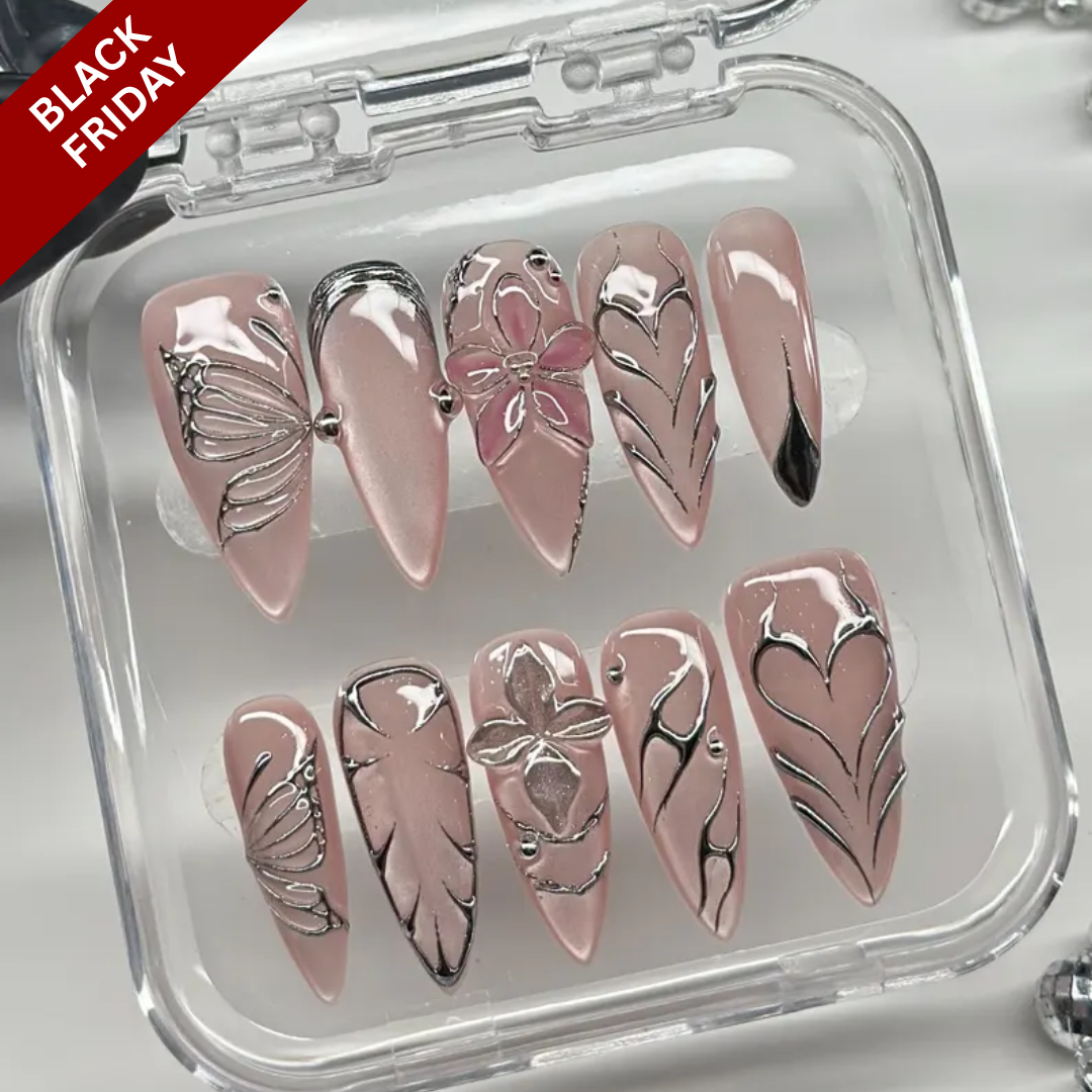Glamorous Metallic Press-On Nails - Aninail