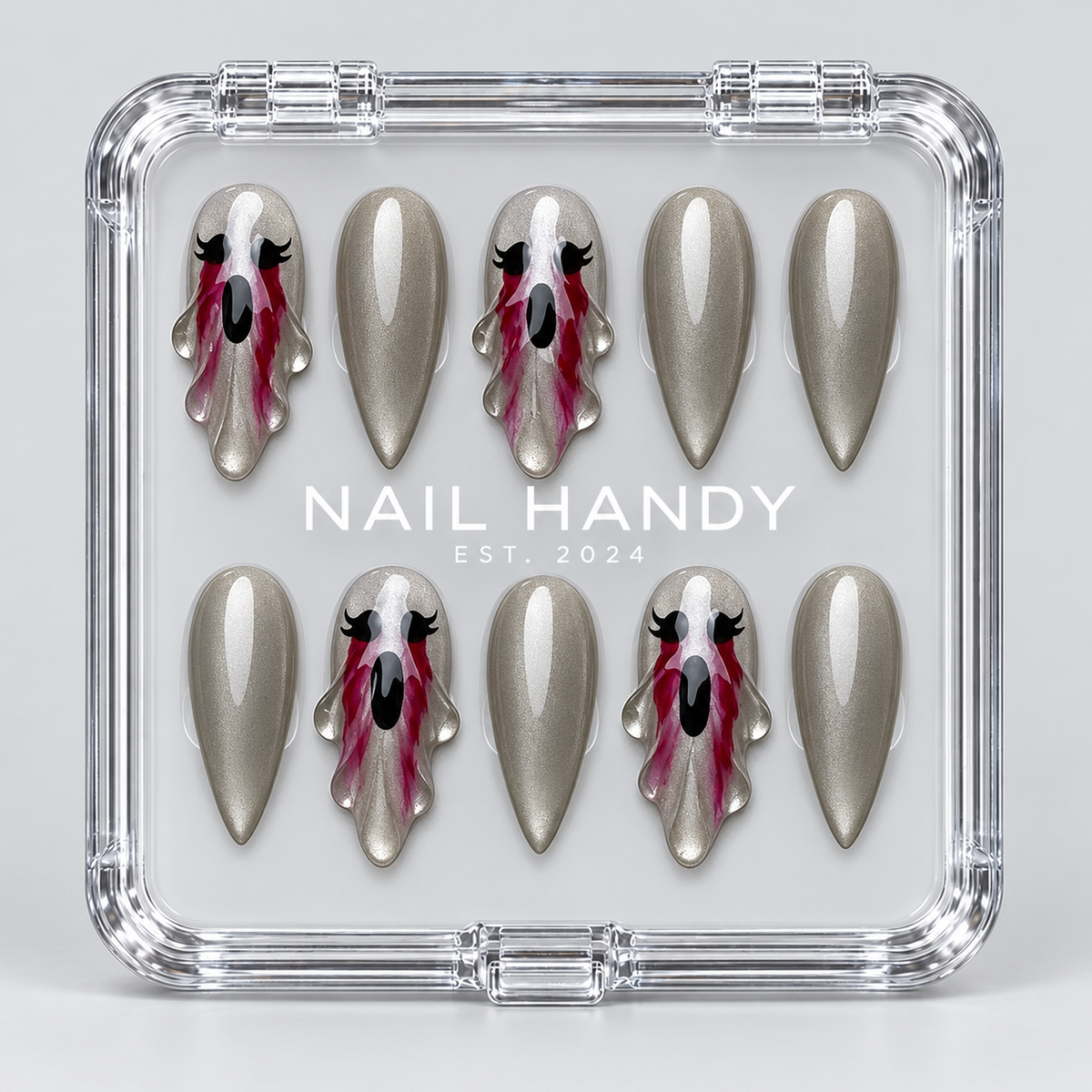 Phantom Tears Halloween Almond Press-On Nails - Aninail