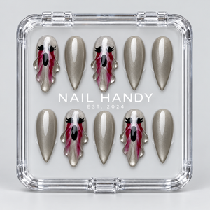 Phantom Tears Halloween Almond Press-On Nails - Aninail