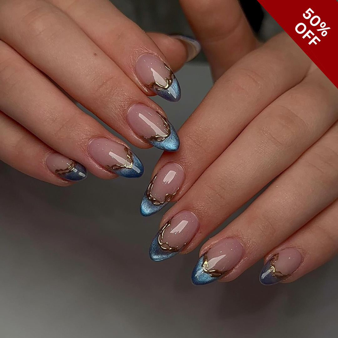 Golden Whisper Pearl Floral Press-On Nails - Aninail