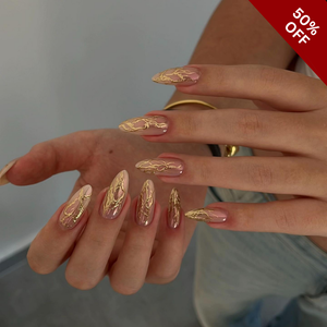 Golden Whisper Pearl Floral Press-On Nails - Aninail