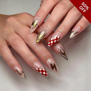 Golden Whisper Pearl Floral Press-On Nails - Aninail