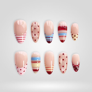 Dot Striped Mixed Design Press-On Nails - Aninail