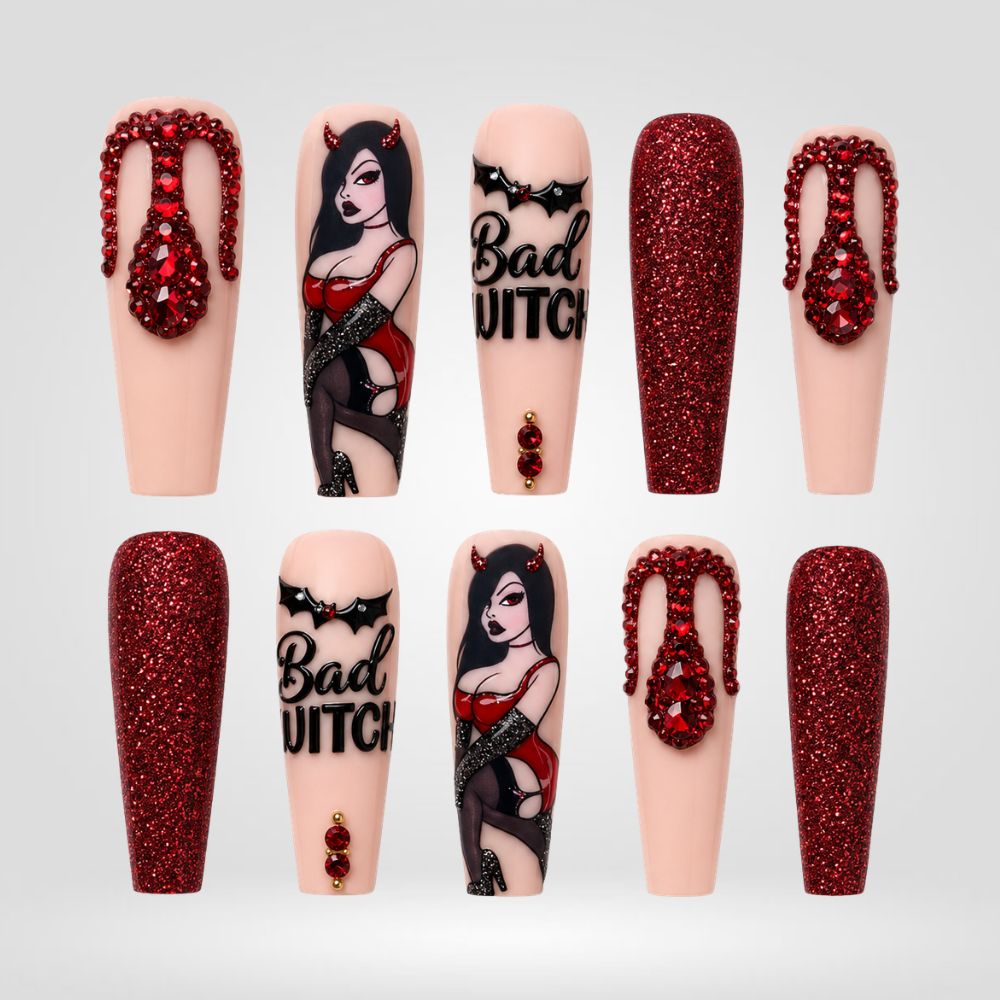 Bad Witch Crimson Devil Press-On Nails - Aninail
