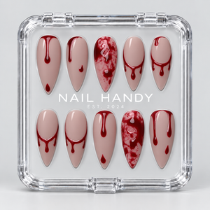 Crimson Drip Halloween Almond Press-On Nails - Aninail