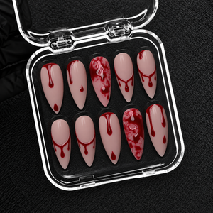 Crimson Drip Halloween Almond Press-On Nails - Aninail