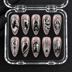 Haunted Gallery Halloween Almond Press-On Nails - Aninail