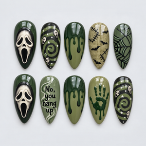 Dead Line Halloween Almond Press-On Nails - Aninail