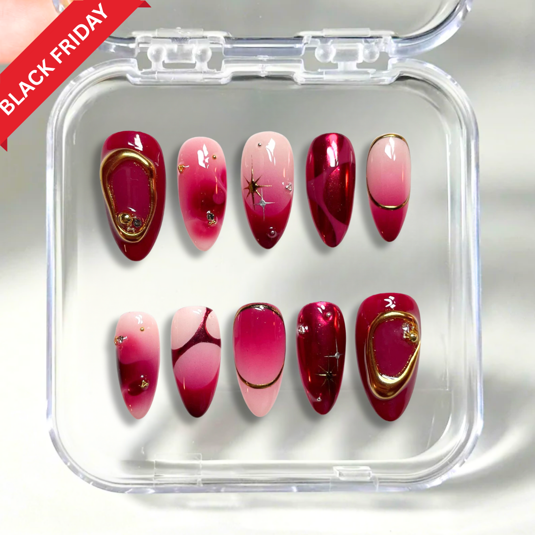 Berry Glow 3D Red Press-On Nails - Aninail