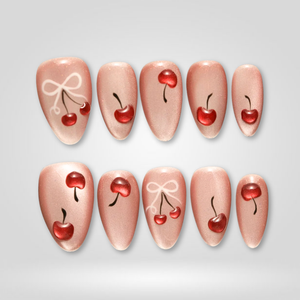 Cherry Kiss Glossy Red Press-On Nails - Aninail