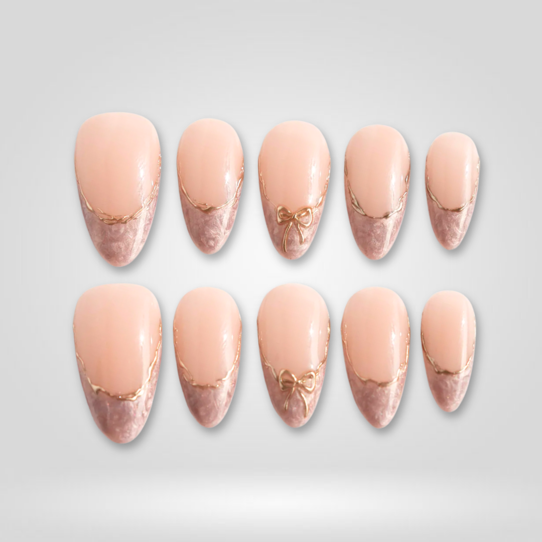 Golden Bloom Almond Press-On Nails - Aninail