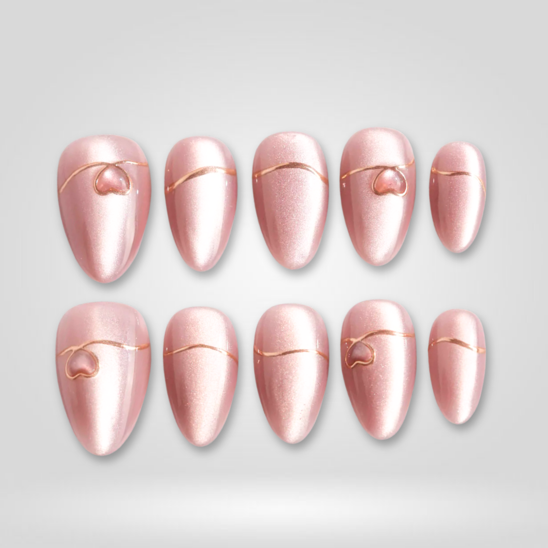 Sweet Line Chrome Heart Press-On Nails - Aninail