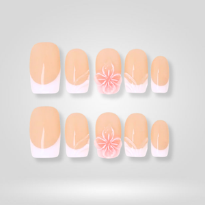 Blush Bloom 3D French Tip Press-On Nails - Aninail