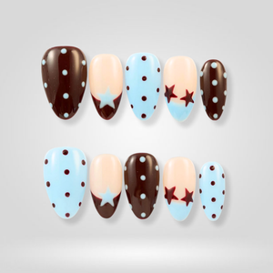 Blue Dot French Tip Press-On Nails - Aninail