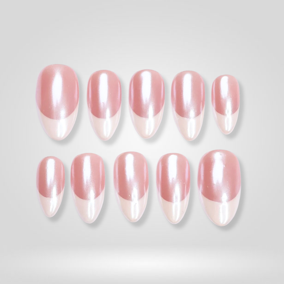 Pearl Glow French Almond Press-On Nails - Aninail