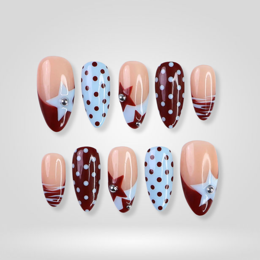 Star Pop French Tip Press-On Nails - Aninail