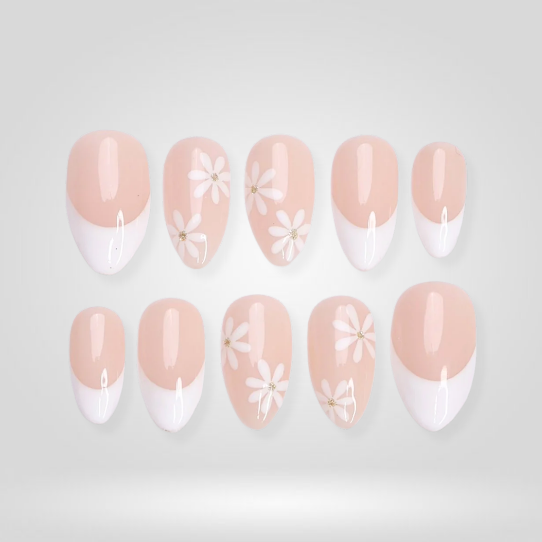 Daisy Smile French Tip Press-On Nails - Aninail