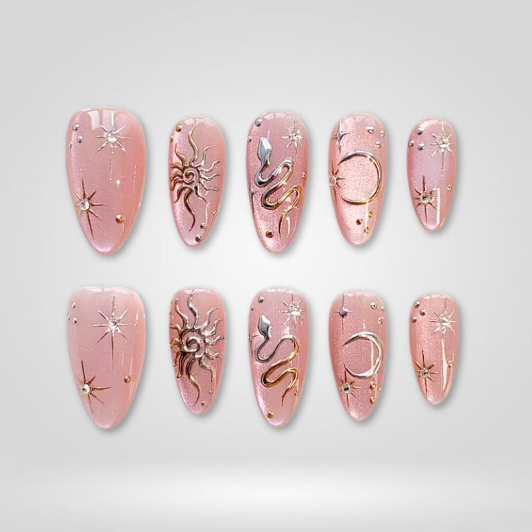 Blush Zodiac Celestial Press-On Nails - Aninail