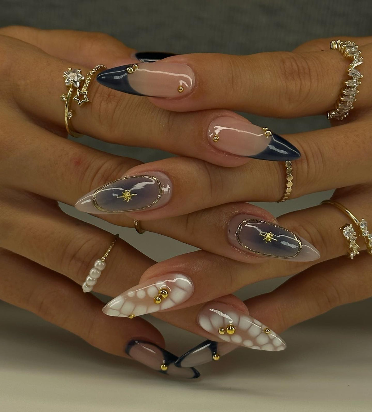 Midnight Elegance 3D Press-On Nails - Aninail