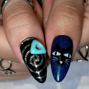 Dark Fantasy Press On Nails with Button Eyes | Spider Web & Galaxy Art | Spooky 3D Nail Set | OB556UC