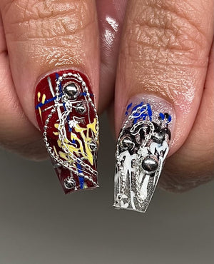 Gachiakuta Anime Punk Press On Nails by Faithsfullsets | 3D Silver Chrome & Graffiti Nails | OA04LF