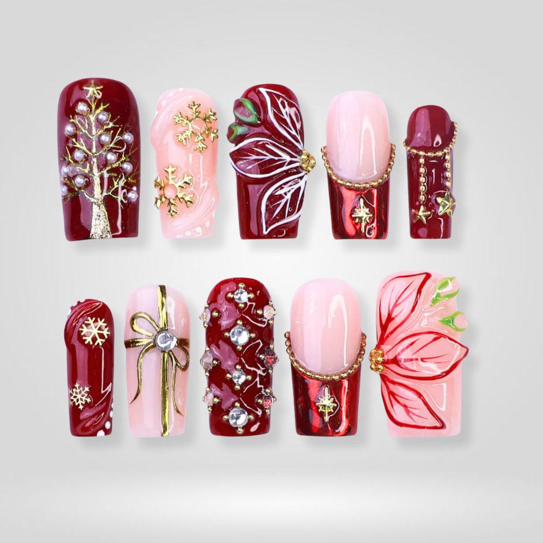 Gala Rouge Christmas Press-On Nails - Aninail