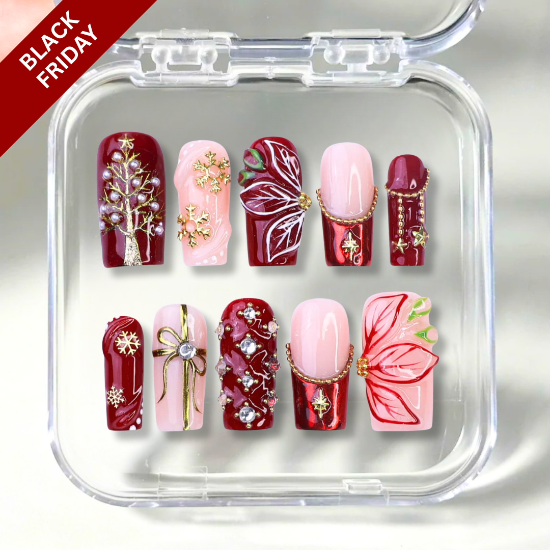 Gala Rouge Christmas Press-On Nails - Aninail