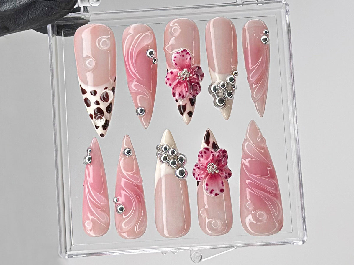 Leopard French Tip Press On Nails | OB66L