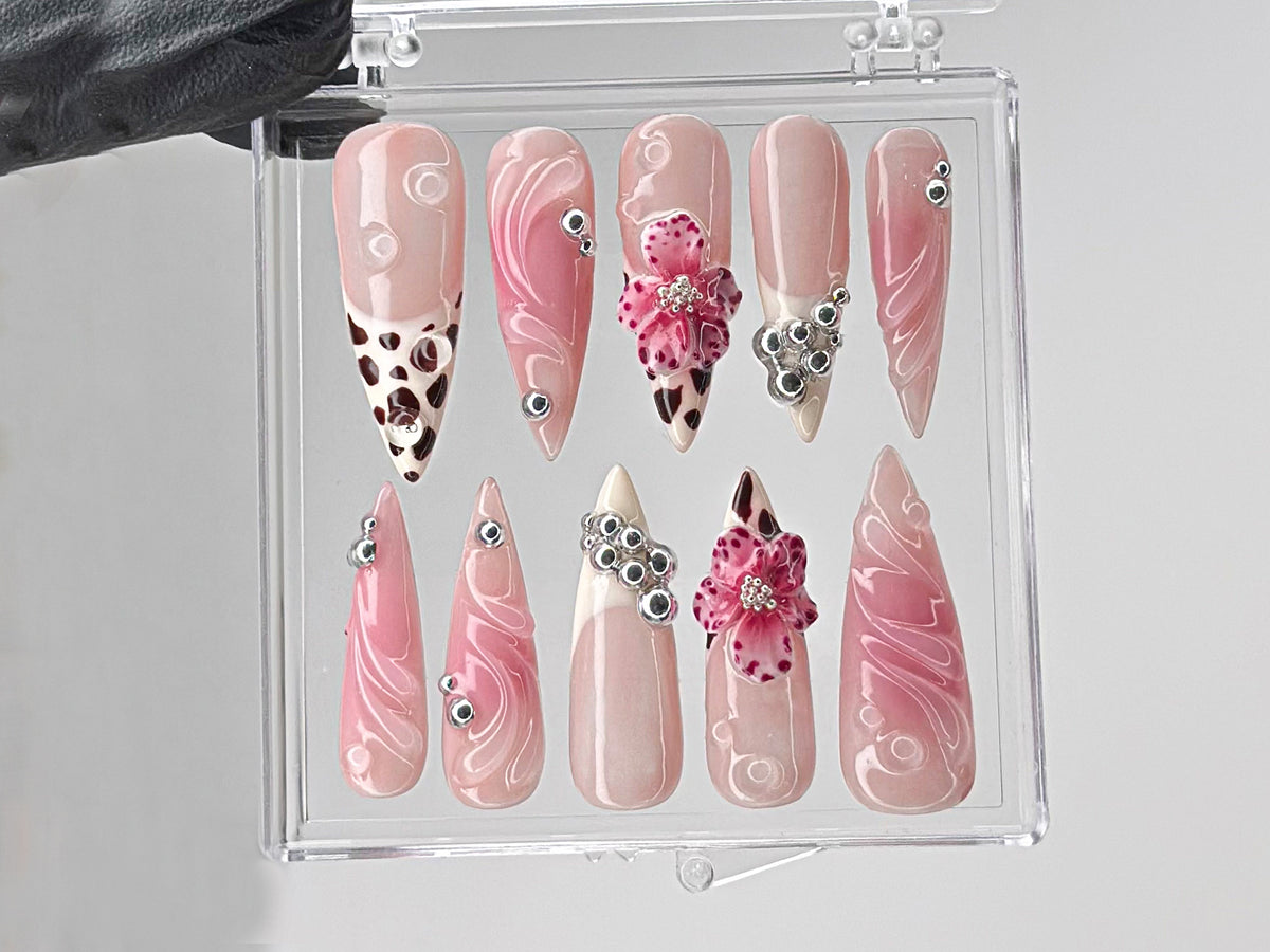 Leopard French Tip Press On Nails | OB66L
