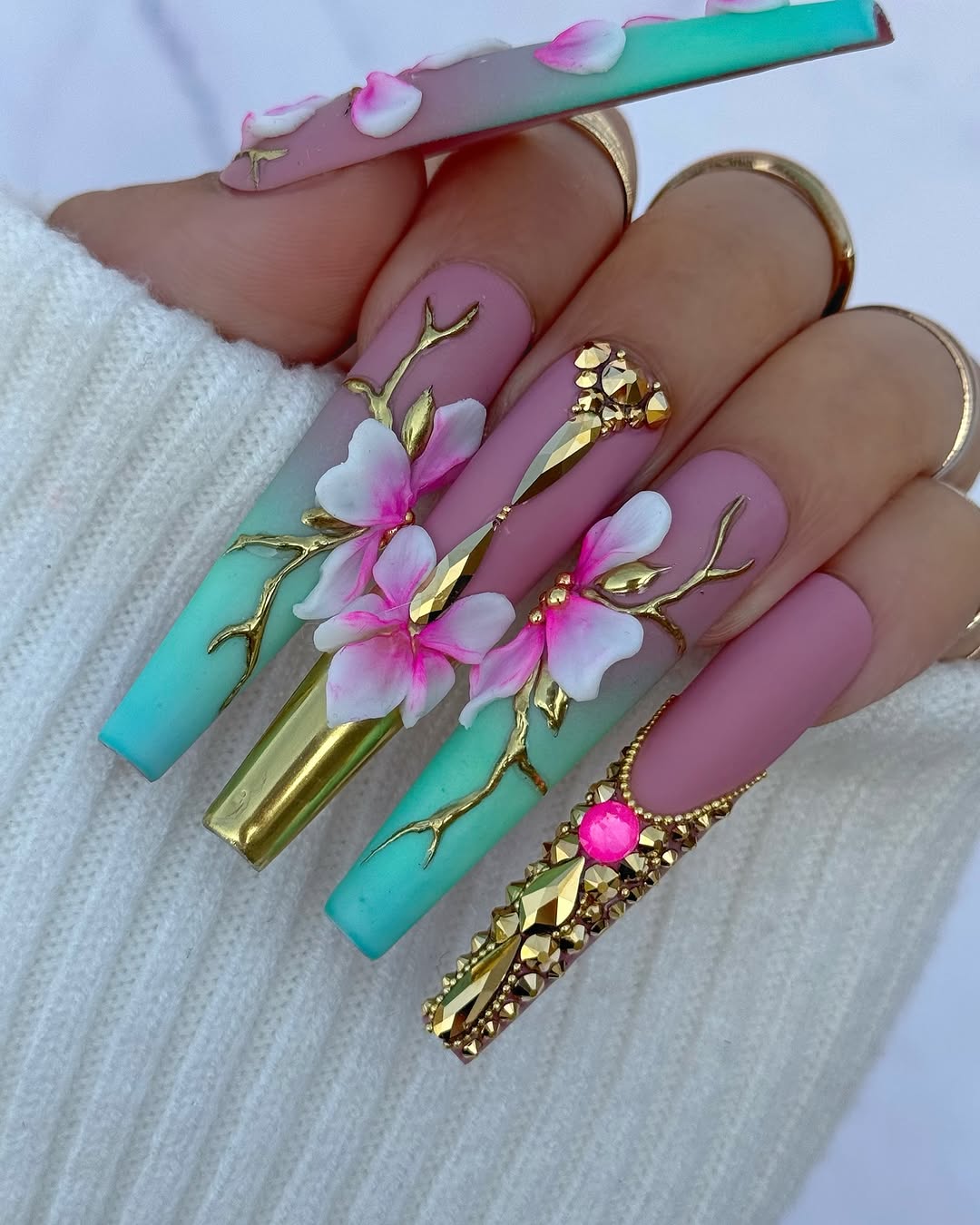 Luxury Sakura Blossom Press On Nails | $500 Sets OA03L