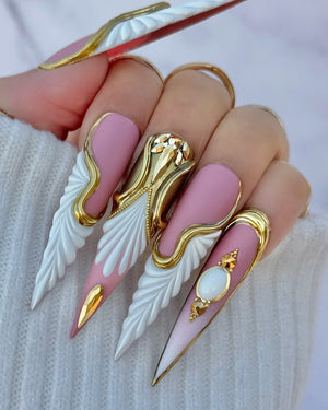 Goddess Wing Luxury Press On Nails | $500 Sets OA02L