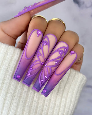 Purple Butterfly Fairycore Press On Nails | $500 Sets OA06L